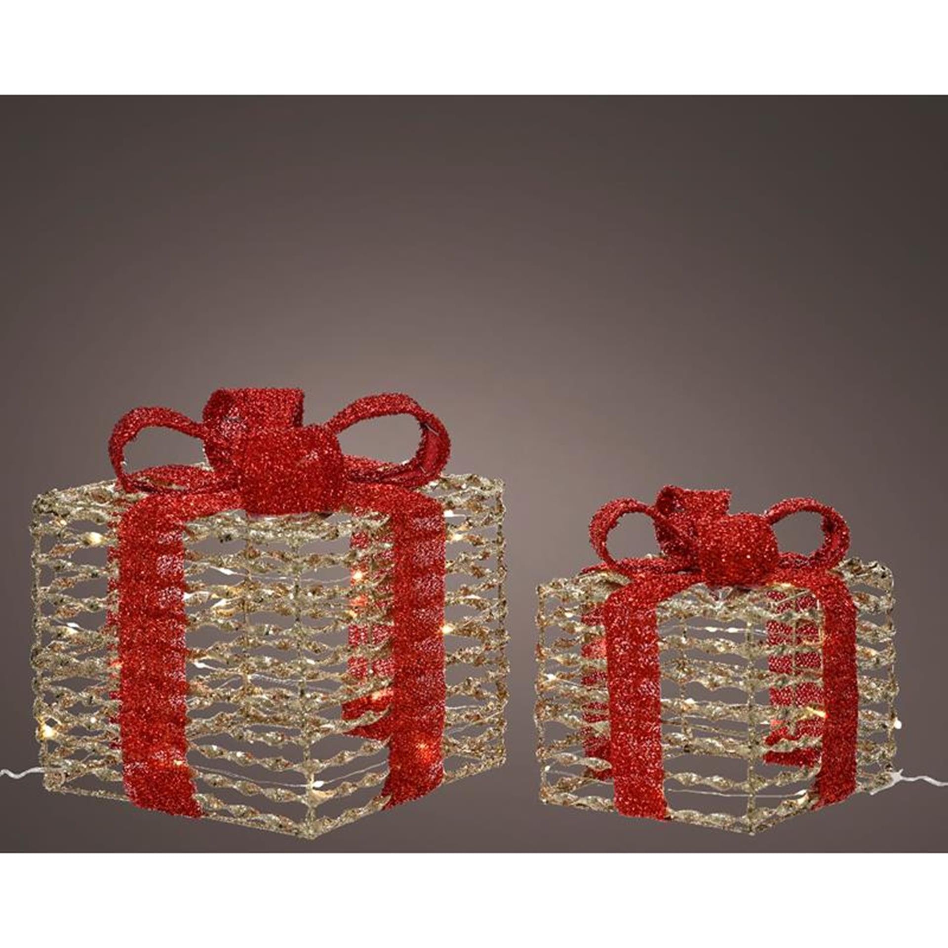 Lumineo cadeauset led met strik 2-delig goud