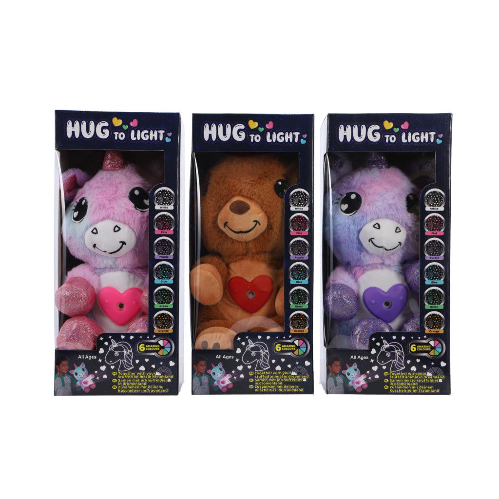 Knuffel pluche dier met projector 3 assorti