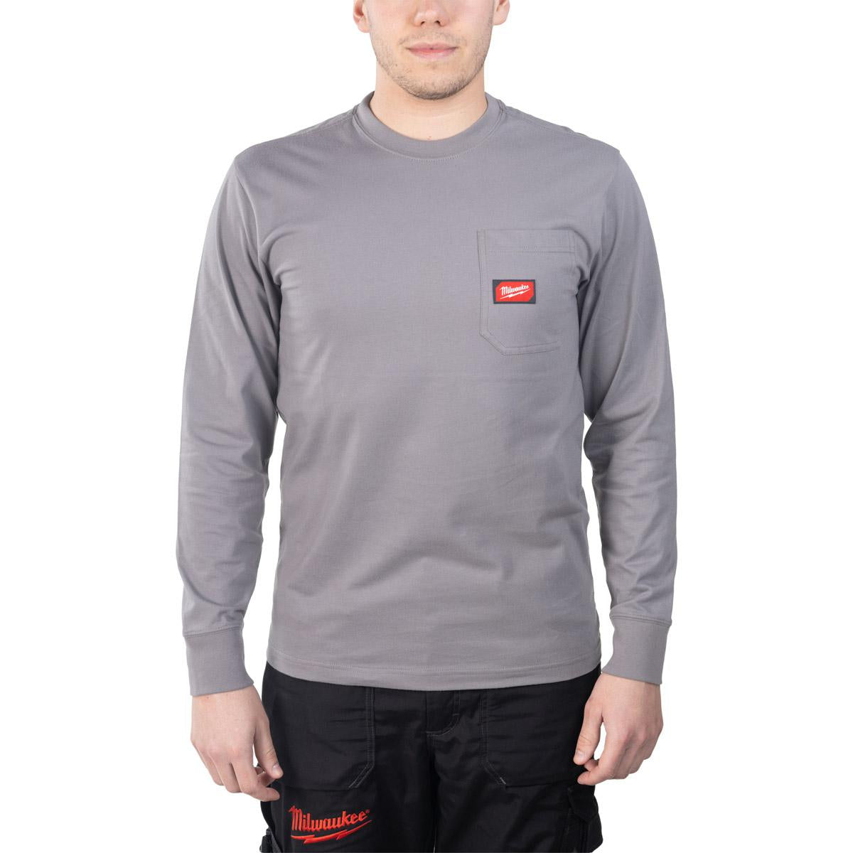 Milwaukee t-shirt met lange mouw - lichtgrijs wtlsgr-s