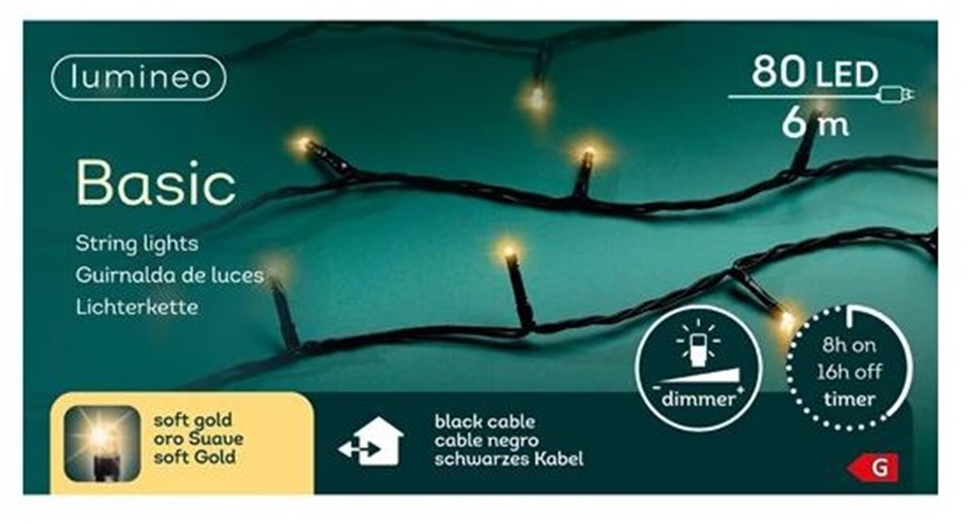 Lumineo basic kerstverlichting 80led champagne
