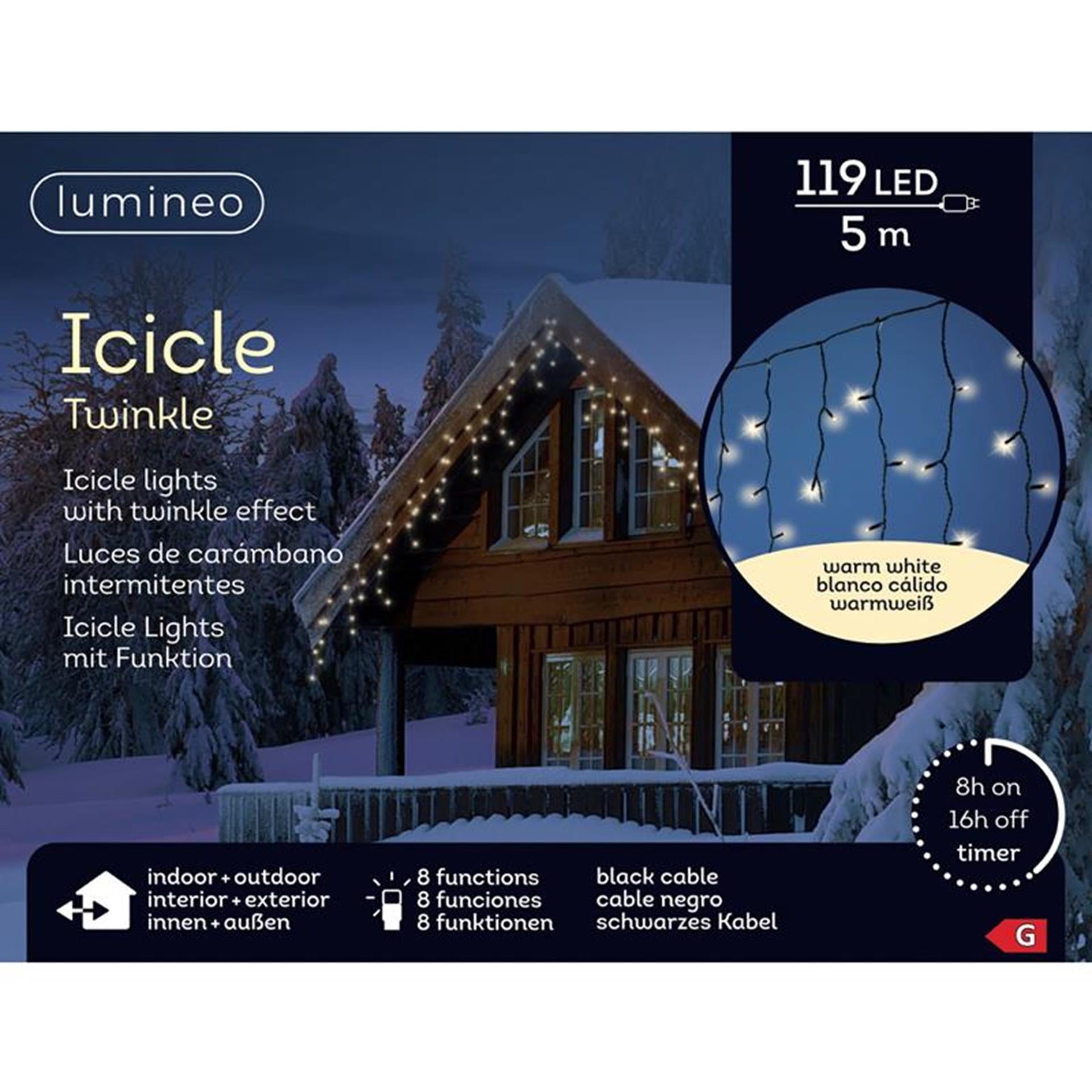 Lumineo ijspegelverlichting 5m 119led w.wit