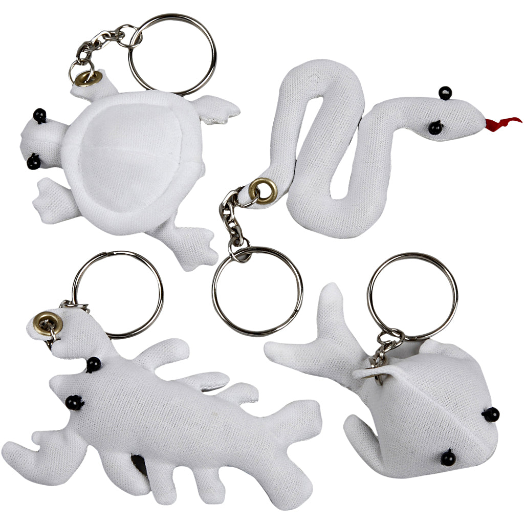 Creativ company dieren sleutelhangers van textiel, 4st.