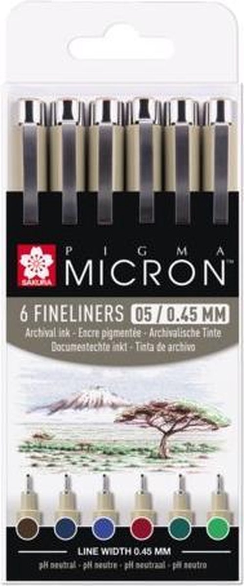 Sakura • Pigma Micron Set Erdtöne 0,45 mm 6 Stück