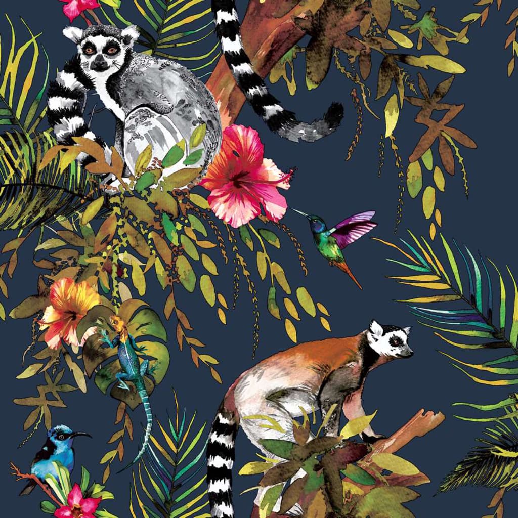 DUTCH WALLCOVERINGS Tapete Affe Petrolblau