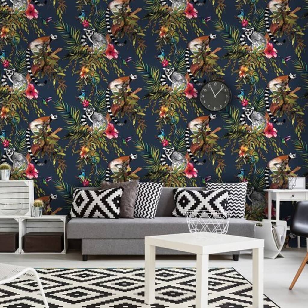 DUTCH WALLCOVERINGS Tapete Affe Petrolblau
