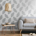 Tapete DUTCH WALLCOVERINGS, hellgrau, mit Federmuster