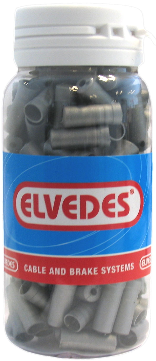 Elvedes PVC-Kabelendkappen, 4,3 mm, silberfarben, 150 Stück im Glas