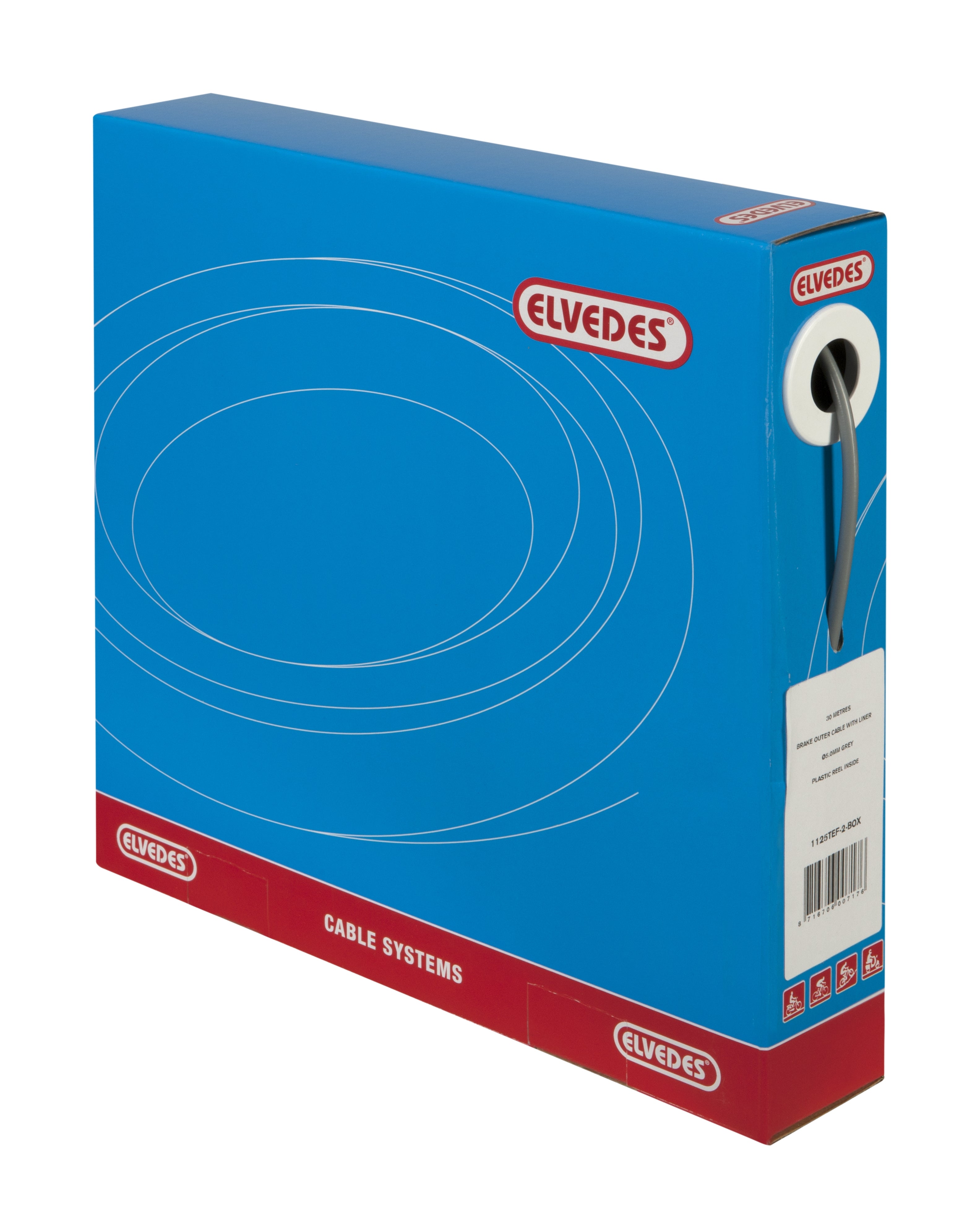 Elvedes Rem buitenkabel met teflon voering ø5,0mm 30 meter - grijs (30 meter in doos)