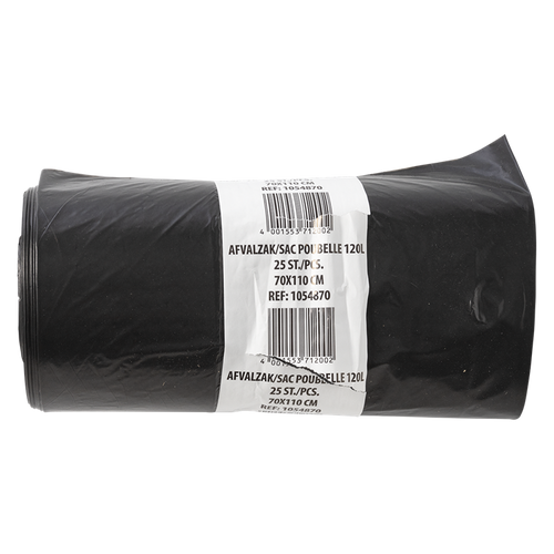 1054870 - afvalzak 120 liter, zwart ldpe25 st per rol | 10 stuks