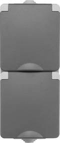 Ion industries - contactdoos spatwaterdicht - opbouw - 2-voudig - randaarde - verticaal - ip55 - grijs