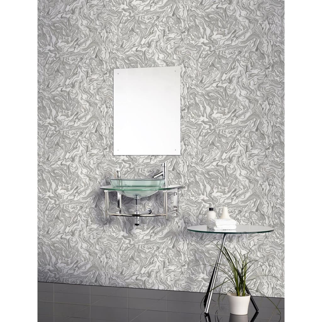 DUTCH WALLCOVERINGS Tapete Flüssigmarmor Grau