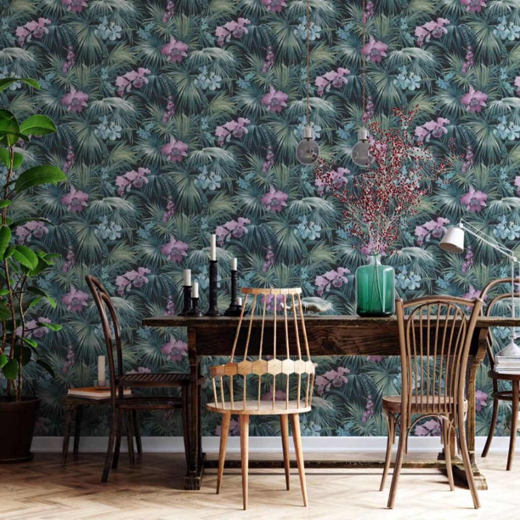 Noordwand behang tropical flowers groen