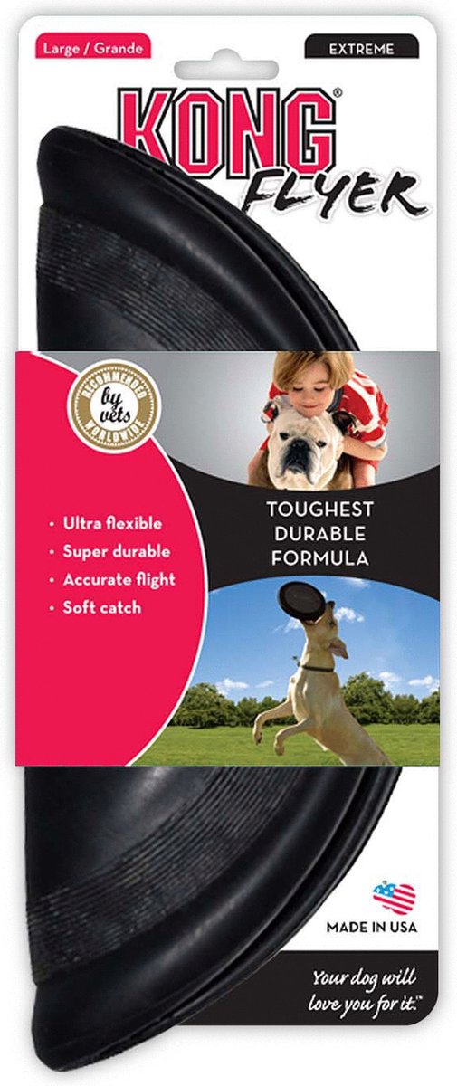 Kong lichtspeelgoed flyer extreme - hondenspeelgoed - 29,8 cm - zwart l