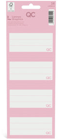 Qc colour zelfklevende schooletiketten roze - set van 16 stuks