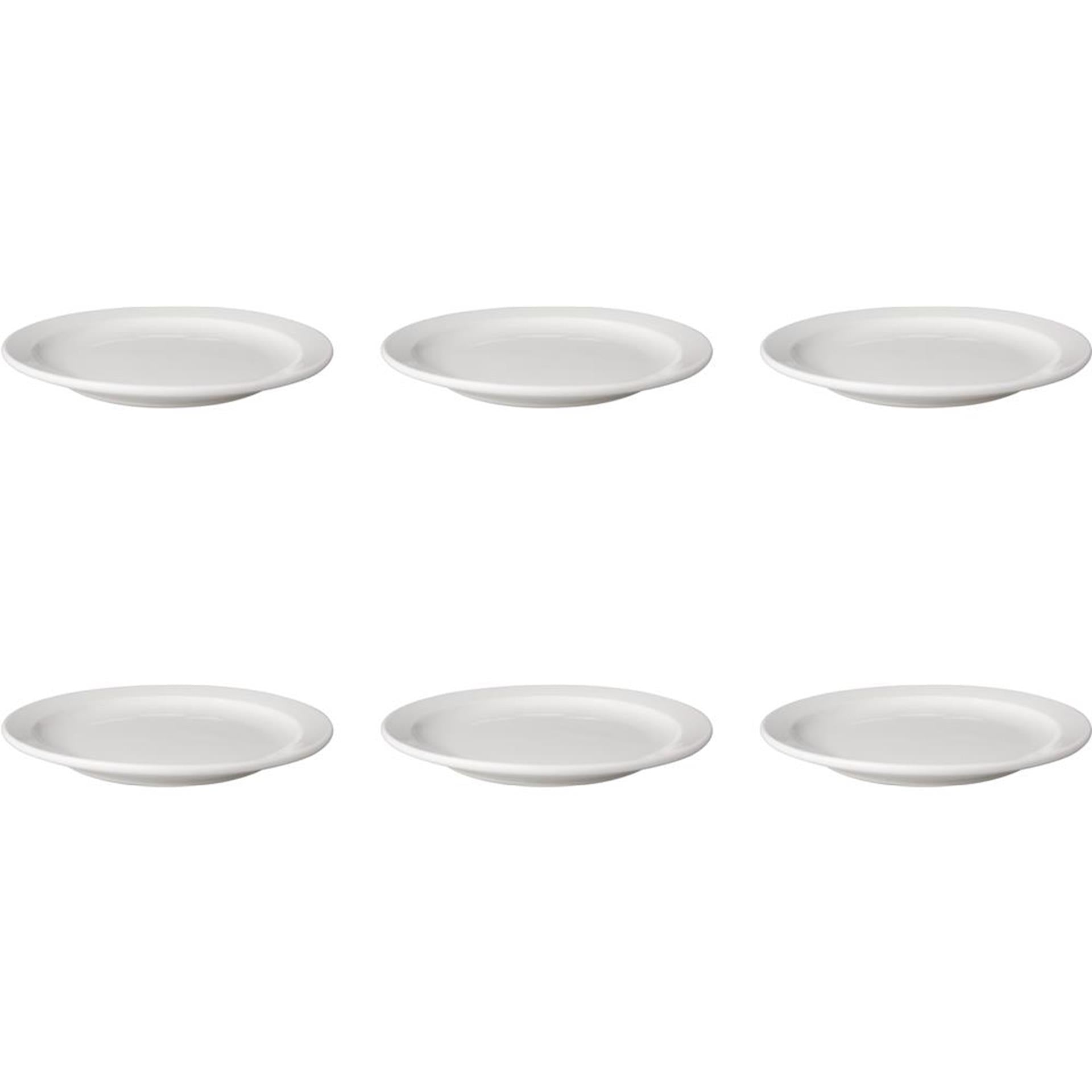 Mammoet bord smalle rand budgetline porselein wit 21cm (set van 6)