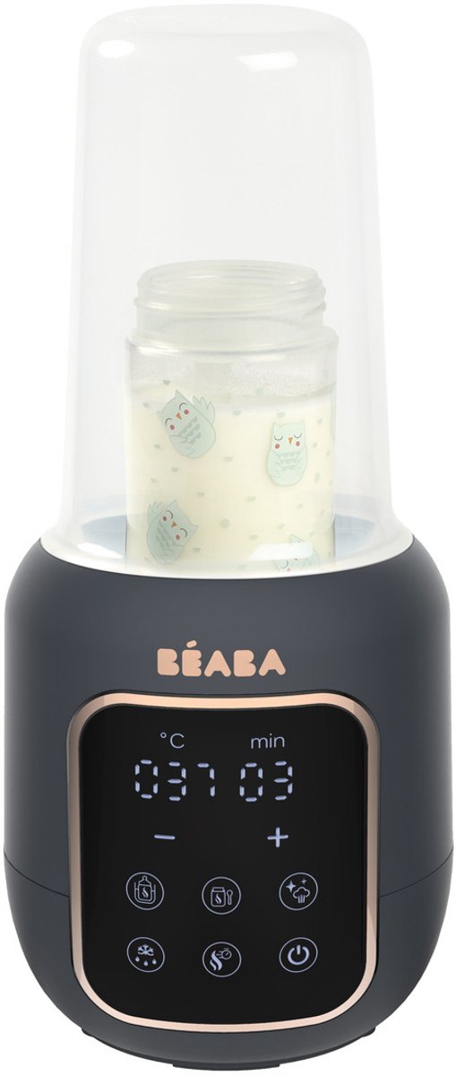 Béaba multi milk flessenwarmer - 5-in-1 flesverwarmer en sterilisator met touchscreen - opwarmen au bain-marie of snel met stoom - ontdooien van moedermelk en verwarmen van potjes - instelbare tijd en temperatuur - grijs