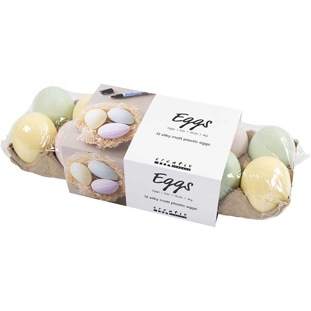 Creativ company plastic eieren pastel, 12st.