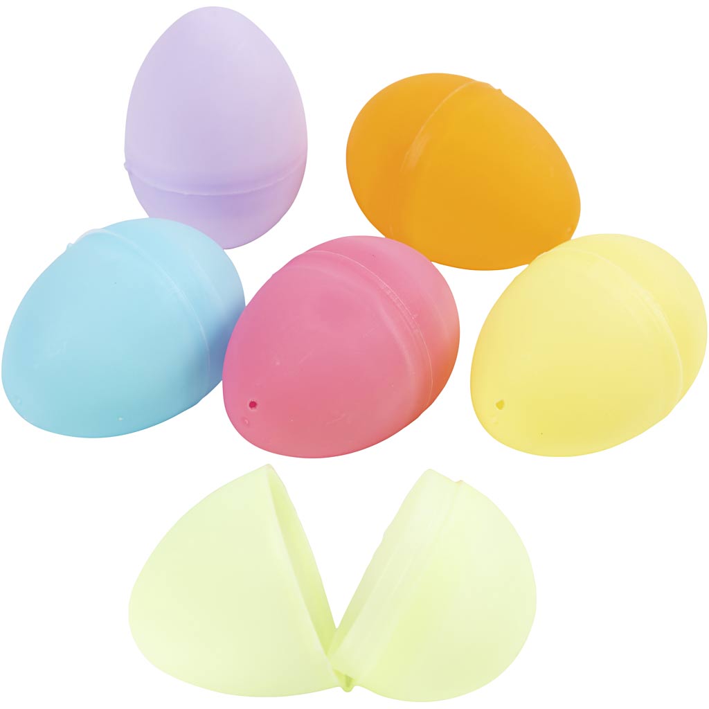 Creativ company plastic eieren gekleurd, 12st. 6cm