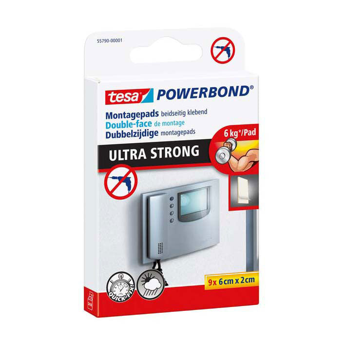 Tesa zelfklevende pads powerbond ultra strong dubbelzijdige installatiepads – verpakking 9 stuks