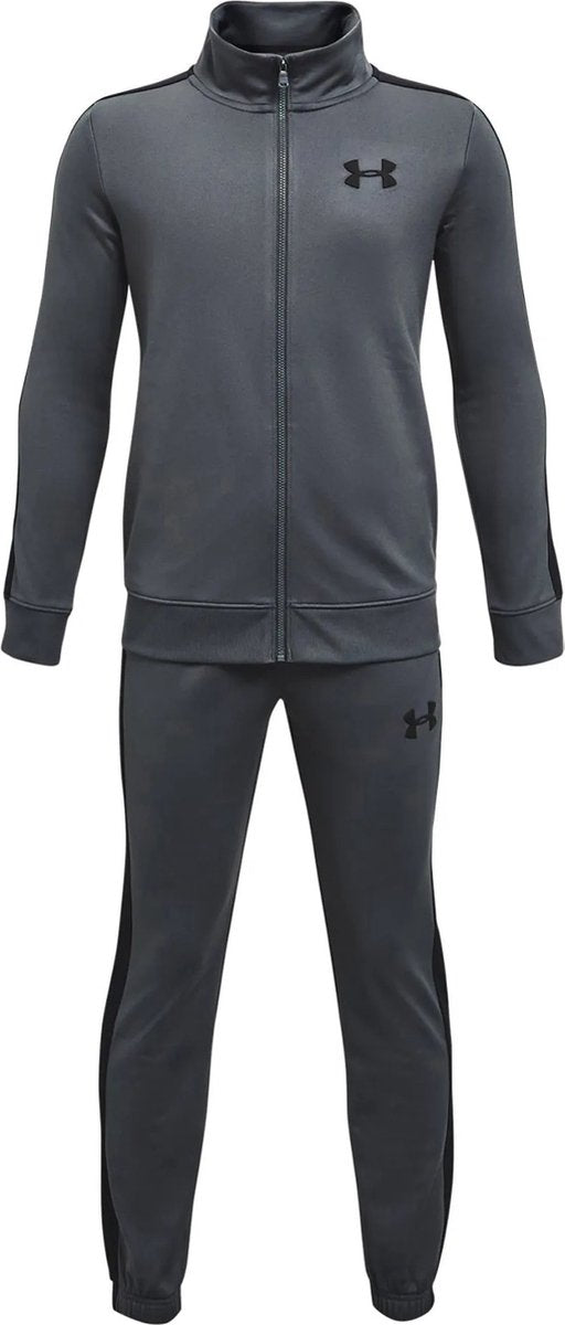 Under armour ua rival knit track suit-gry jongens trainingspak - pitch grijs - zwart 122
