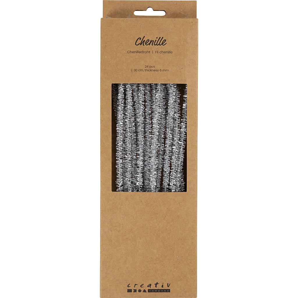 Creativ company chenille zilver 30cm, 24st.