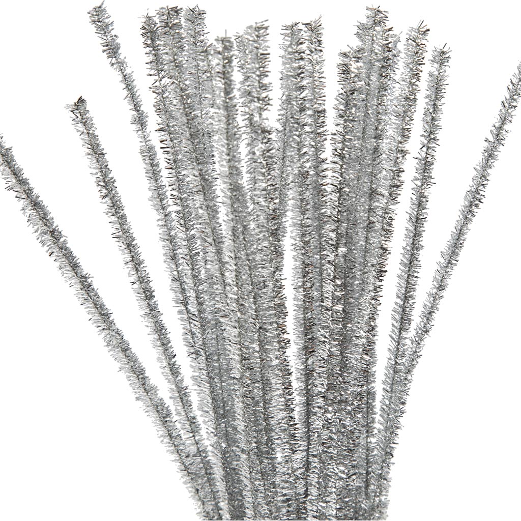 Creativ company chenille zilver 30cm, 24st.
