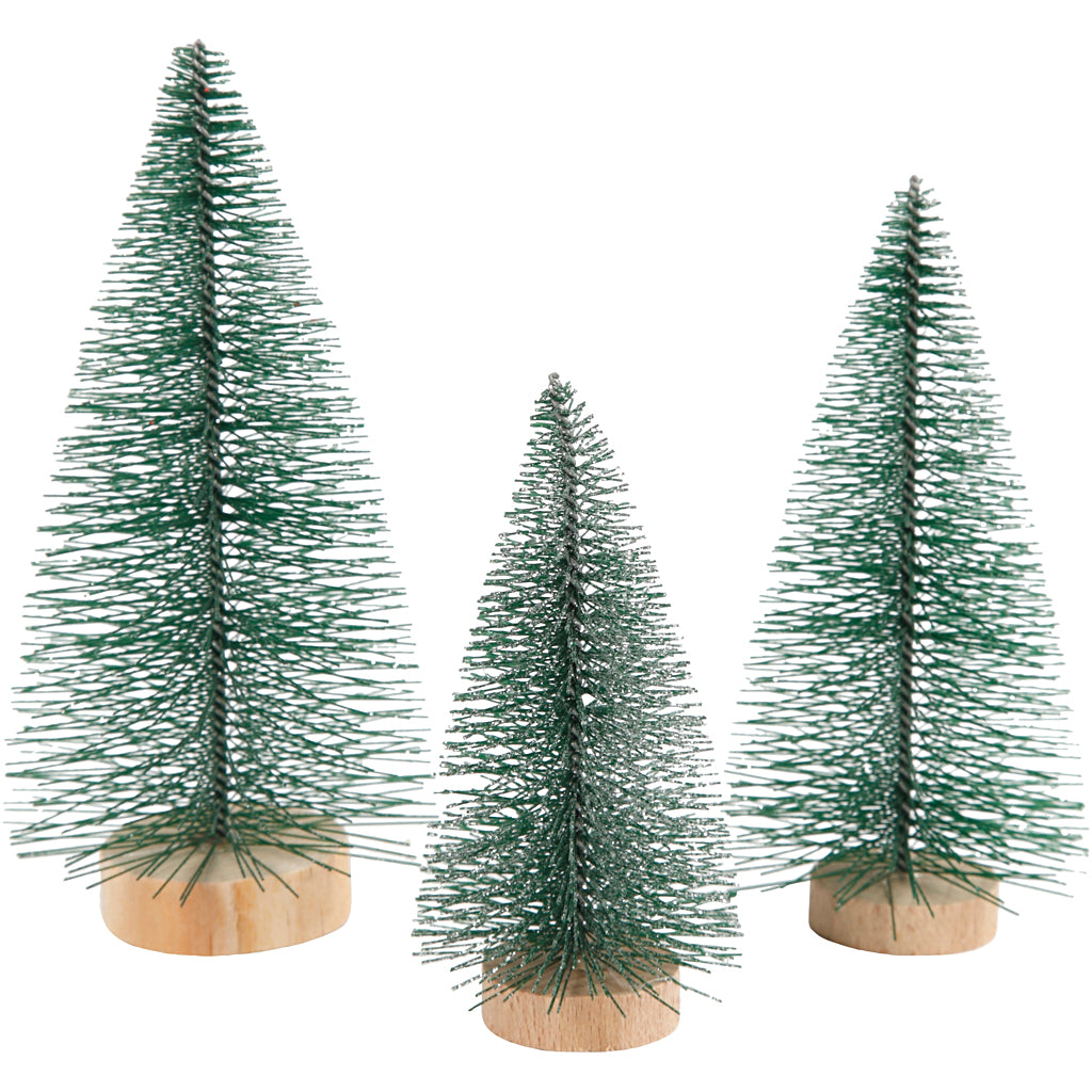 Creativ company kerstbomen divers met houten staander, 3st.