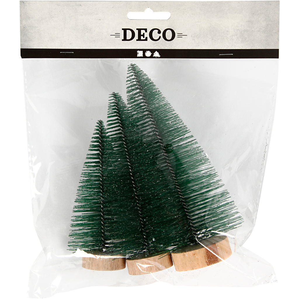 Creativ company kerstbomen divers met houten staander, 3st.