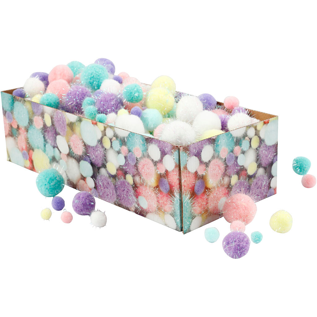 Creativ company pom-poms pastelkleuren, 400gr.