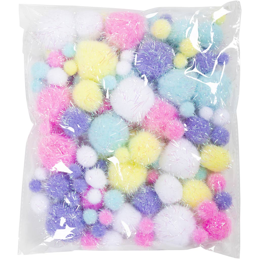Creativ company pom-poms pastelkleuren, 62gr.
