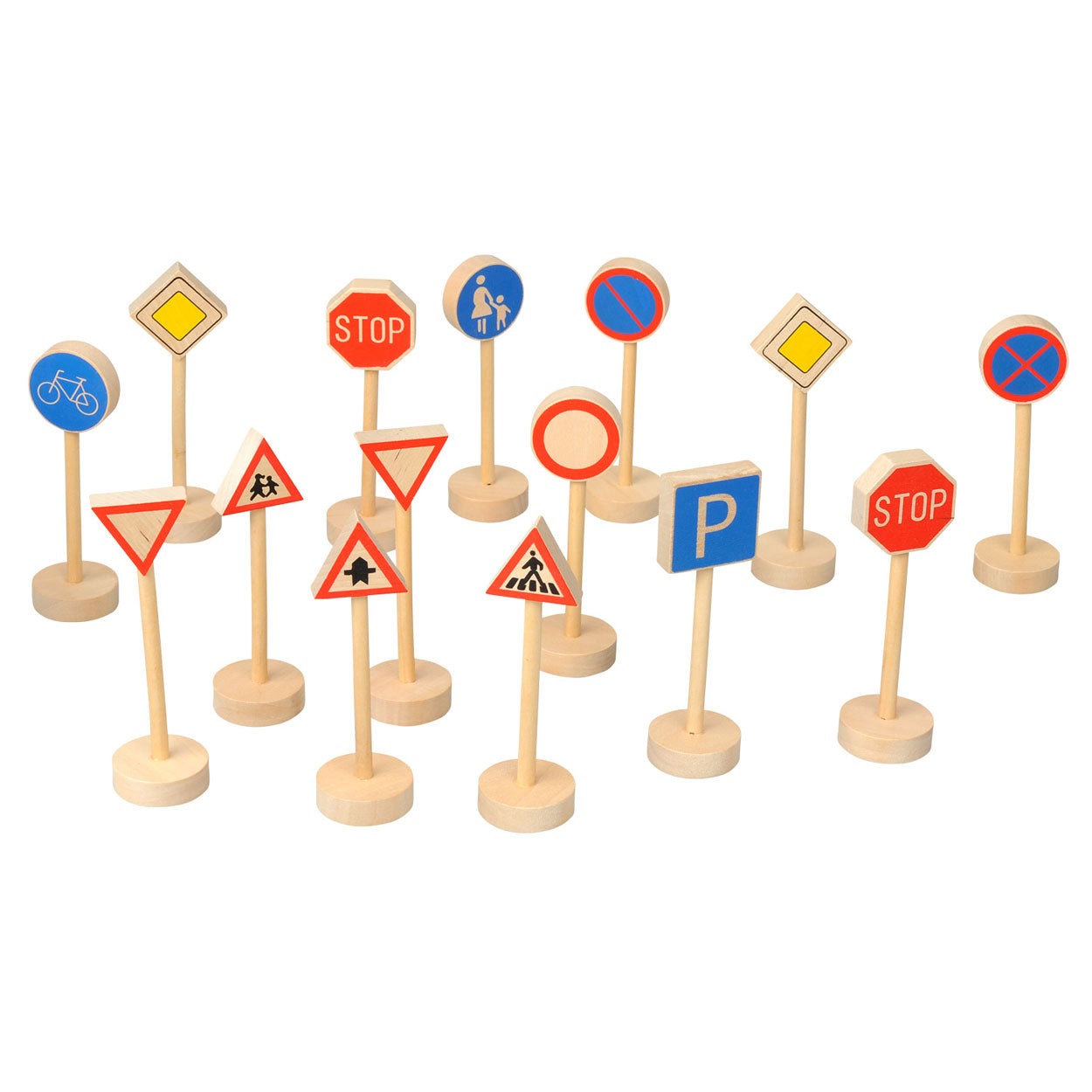 Goki Holz-Verkehrsschilder-Set, 15-teilig.