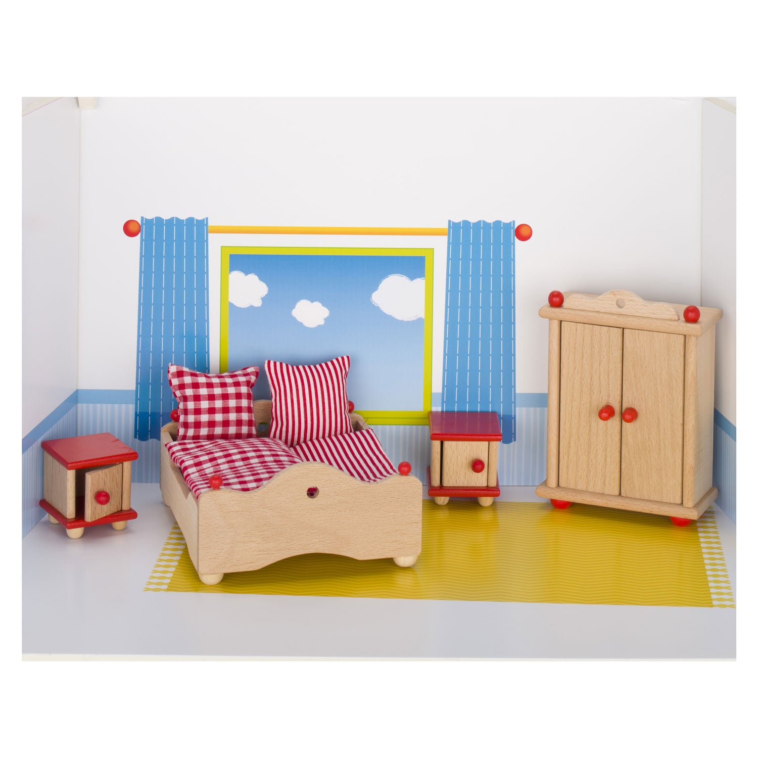 Goki poppenhuis meubeltjes slaapkamer