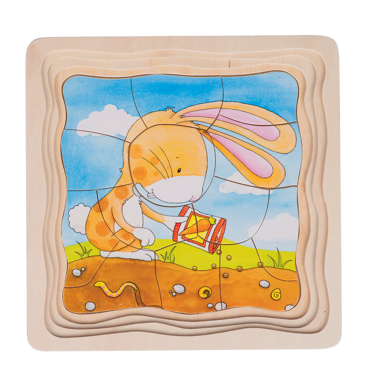 Goki houten lagenpuzzel - moestuin, 53st.