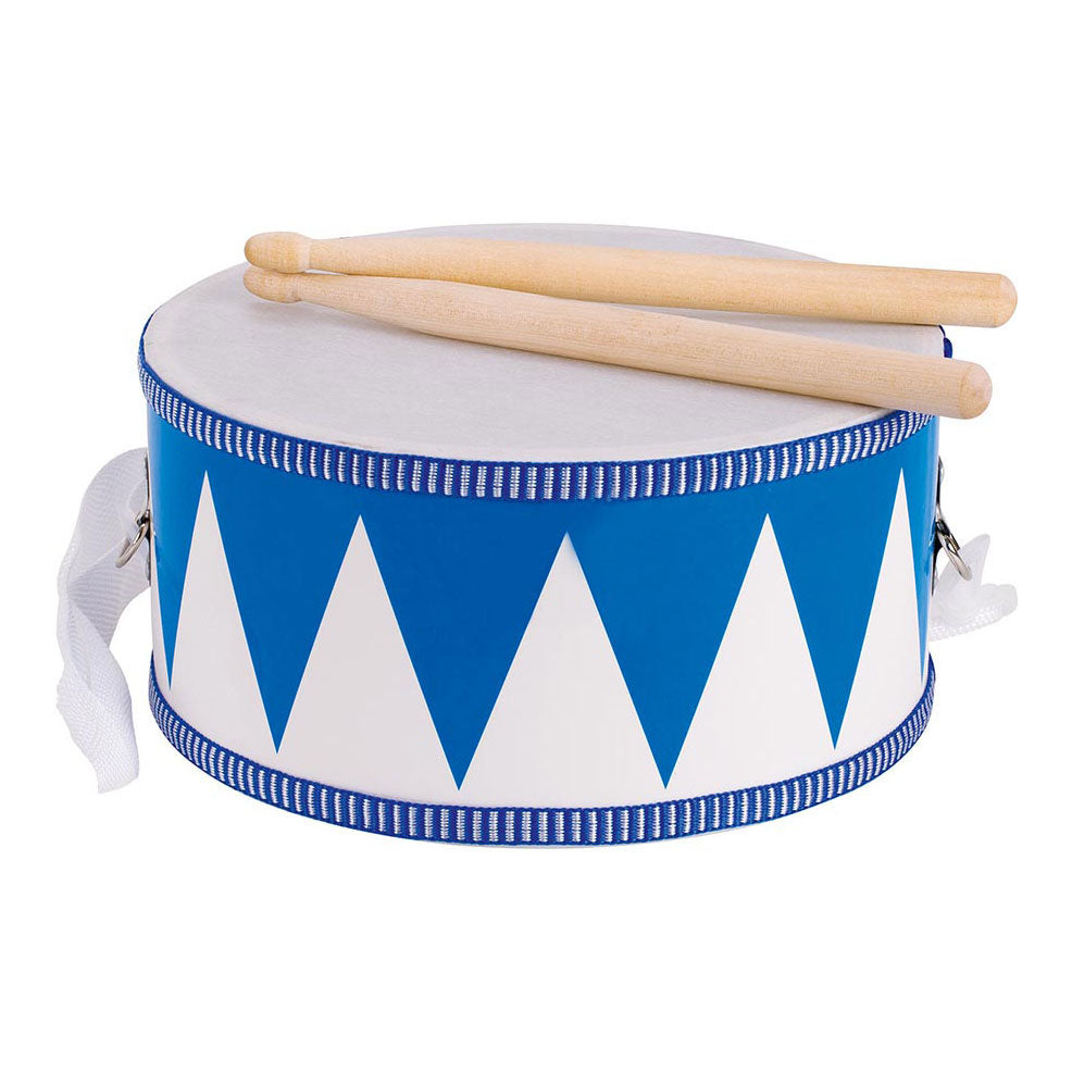 Goki-Holztrommel mit Schlägeln, blau und weiß