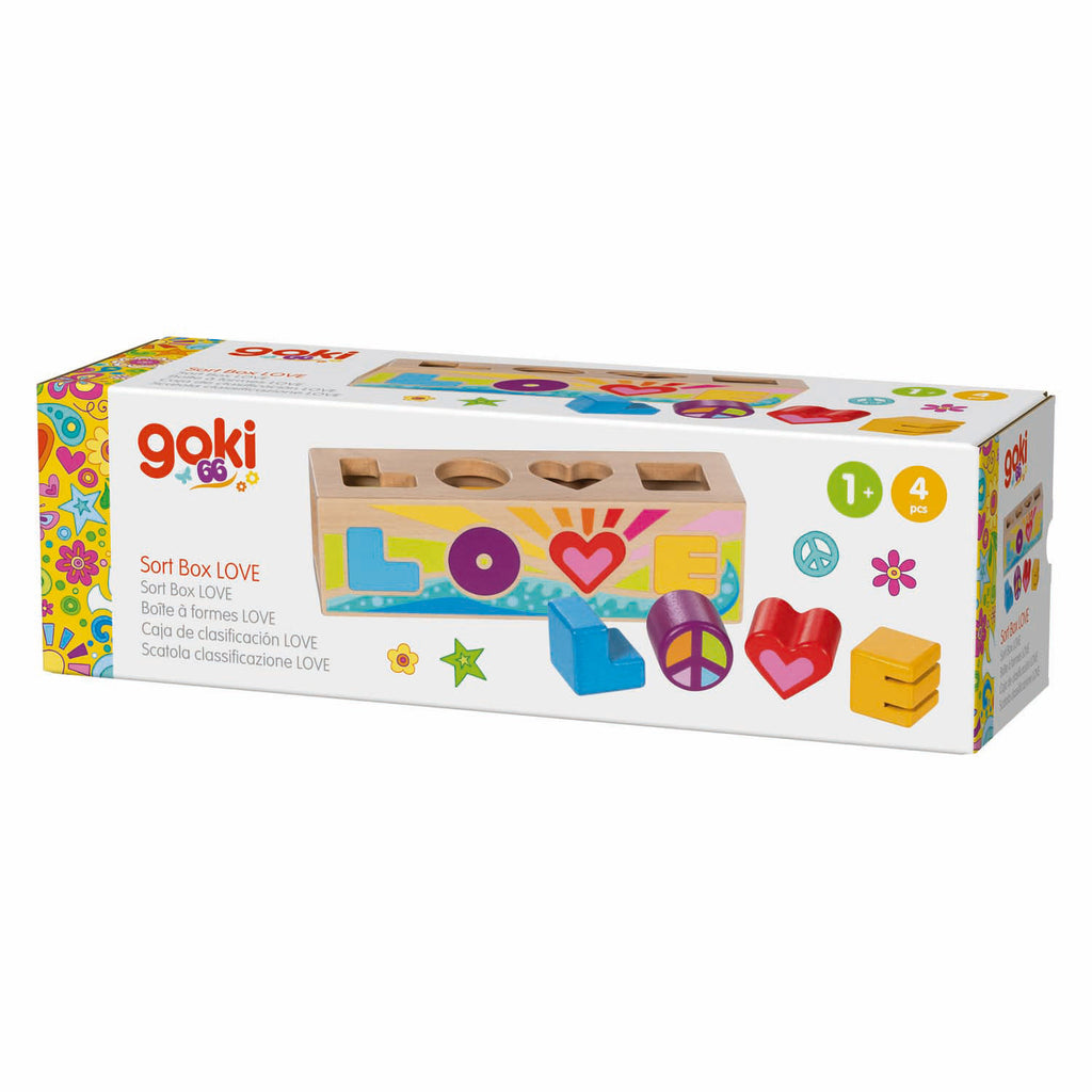 Goki Sortierbox aus Holz, Formensortierer, Liebe