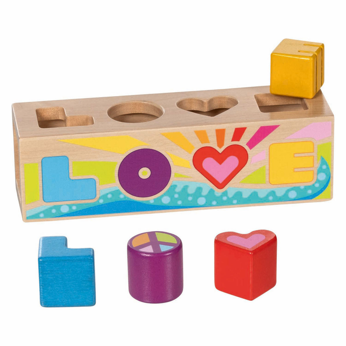 Goki Sortierbox aus Holz, Formensortierer, Liebe