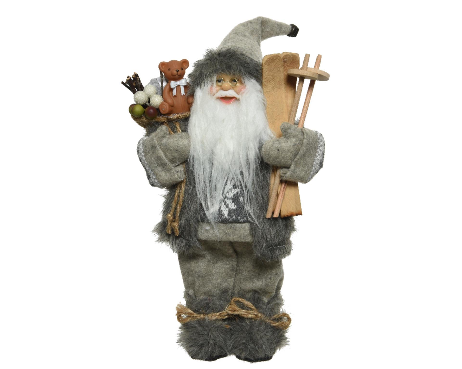 Decoris kerstman h45cm grijs polyester