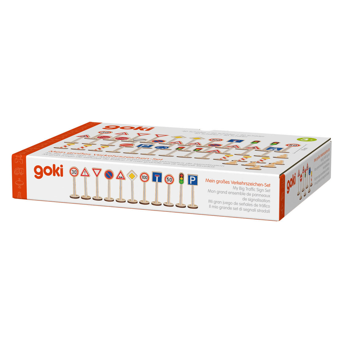 Goki houten verkeersbordenset - 40dlg.