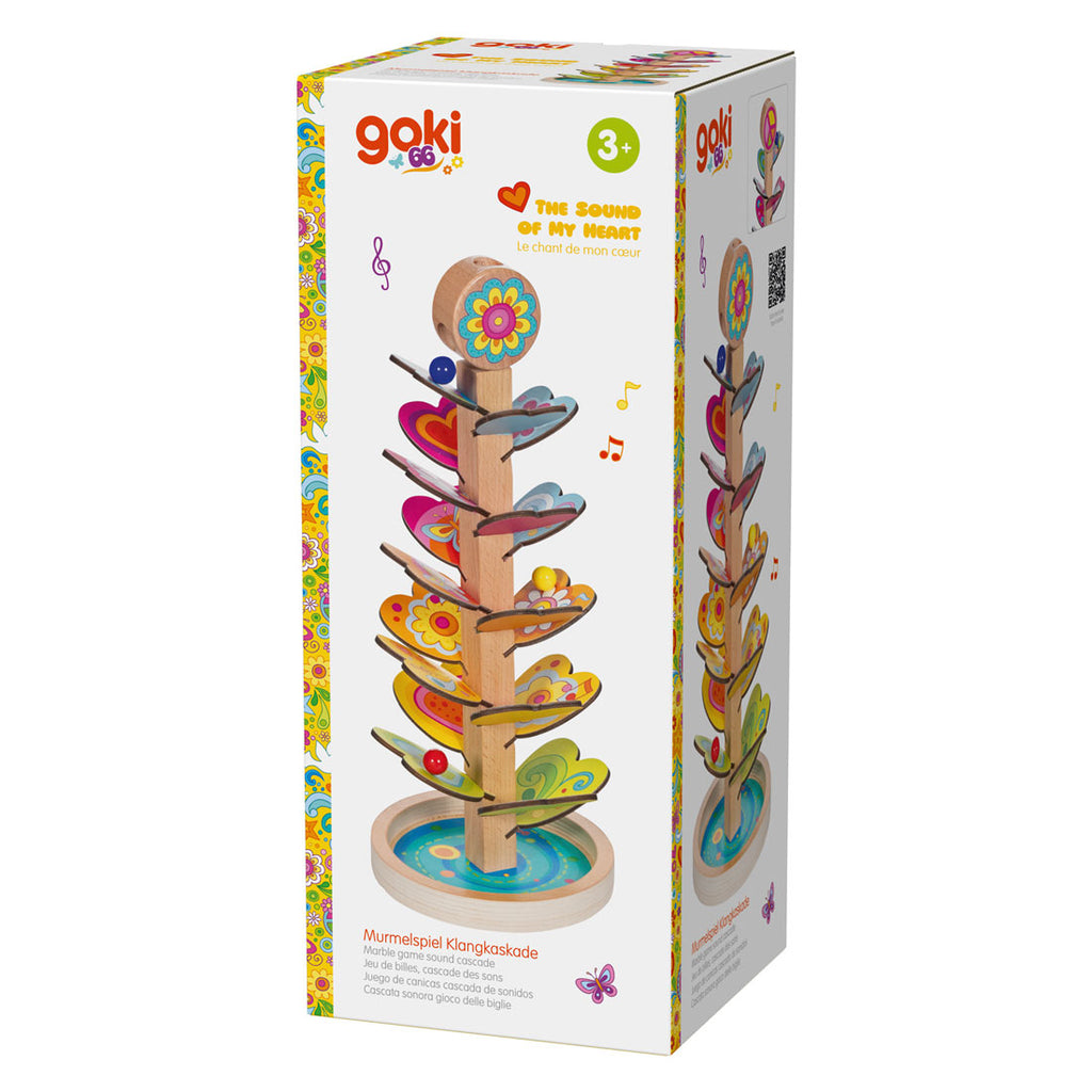 Goki knikkerspel geluidswaterval kleurrijk speelgoed voor kinderen.