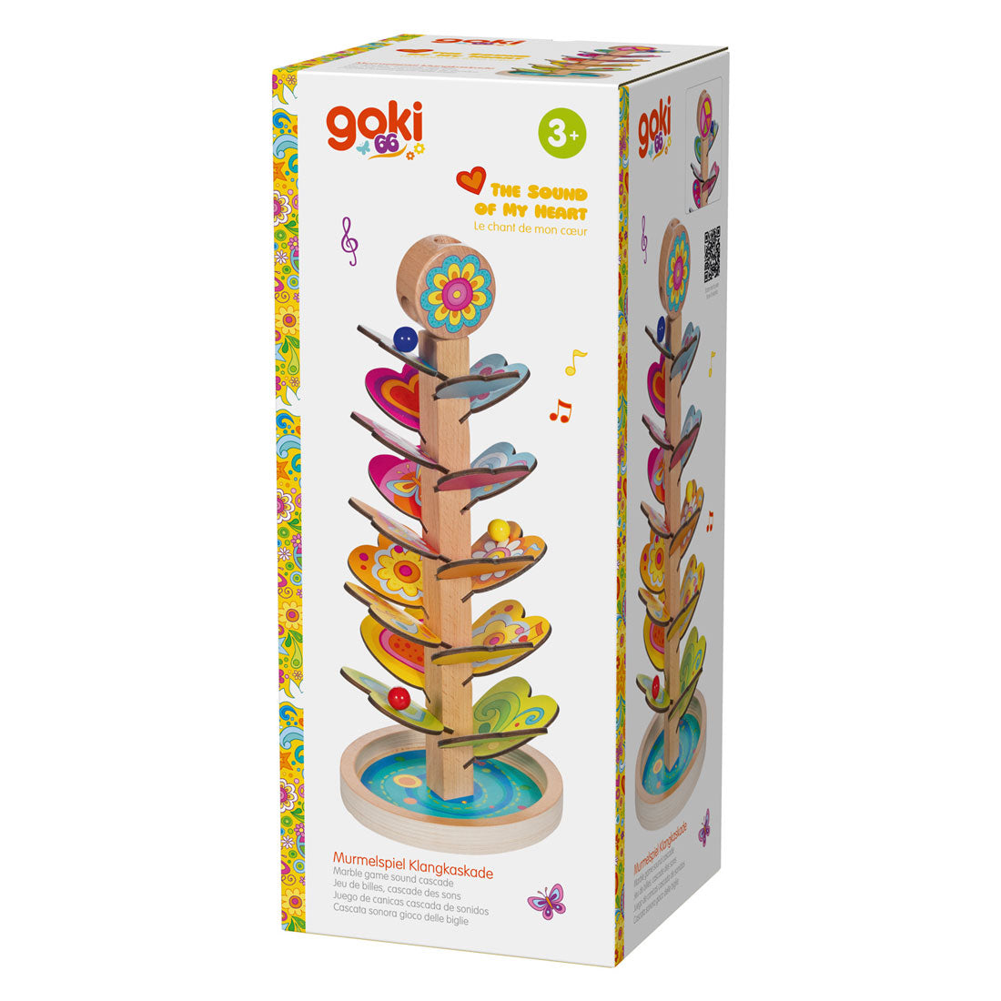 Goki knikkerspel geluidswaterval kleurrijk speelgoed voor kinderen.