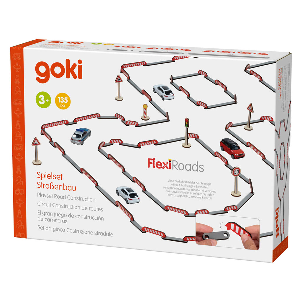Goki houten speelset wegwerkzaamheden - 135dlg.