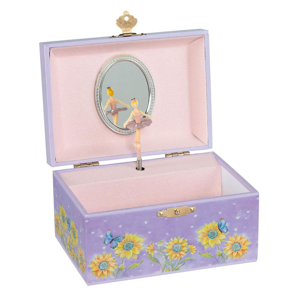 Goki muziekdoos ballerina bloemen paars