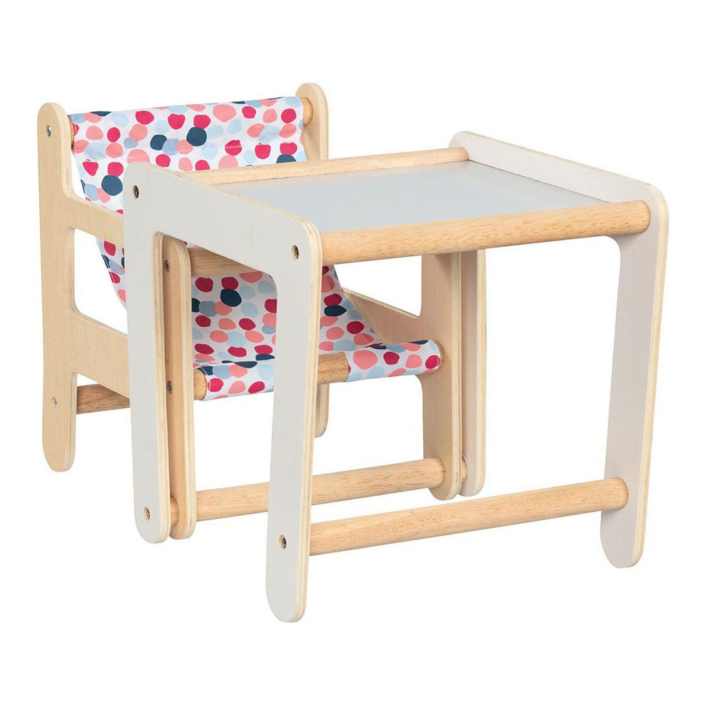 Goki Puppenstuhl aus Holz mit Tisch 2 in 1