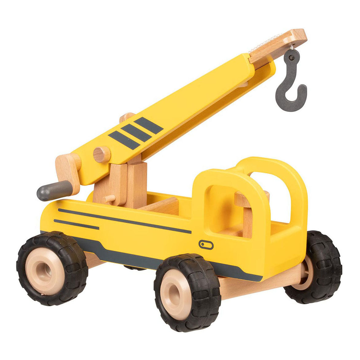 Goki Holzkranwagen gelb