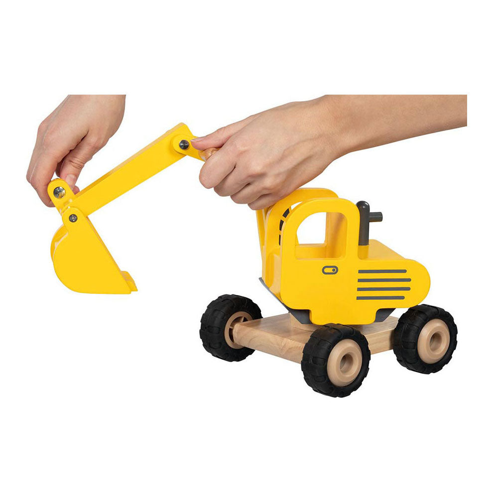 Goki houten graafmachine geel