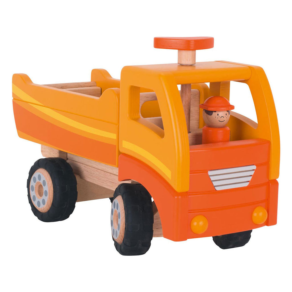 Goki Holzkipper, orange, mit drehbaren Rädern