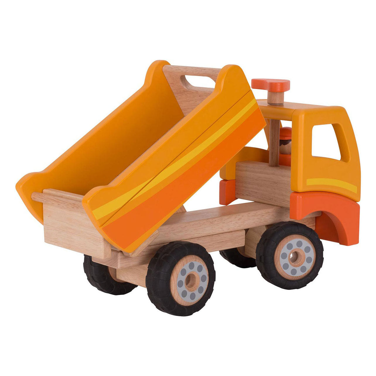 Goki Holzkipper, orange, mit drehbaren Rädern