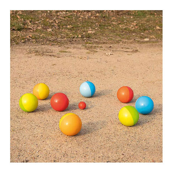 Goki Boule-Spiel aus Holz mit Baumwollbeutel, 9-teilig.