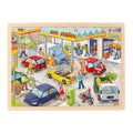Goki Holzpuzzle Tankstelle, 96 Teile.