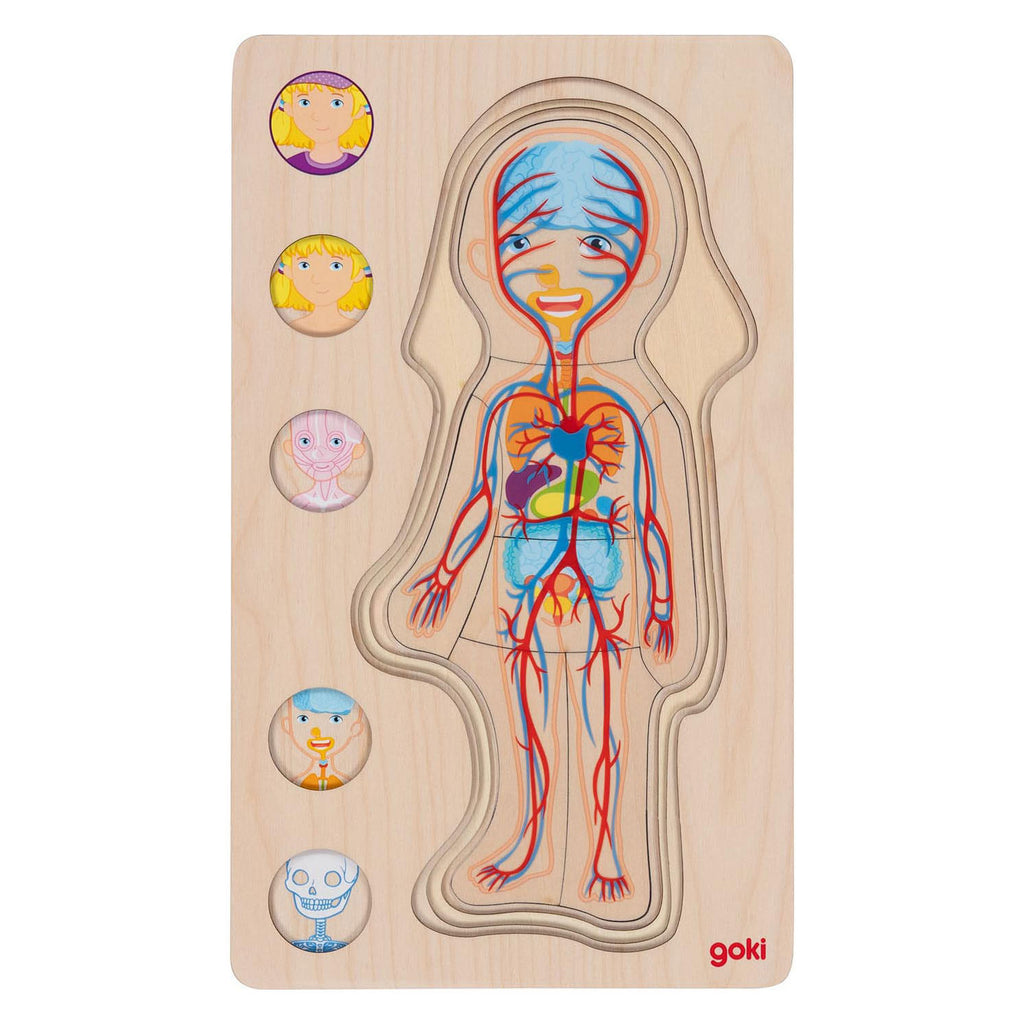 Goki Holzpuzzle „Menschlicher Körper Mädchen“, 29 Teile.